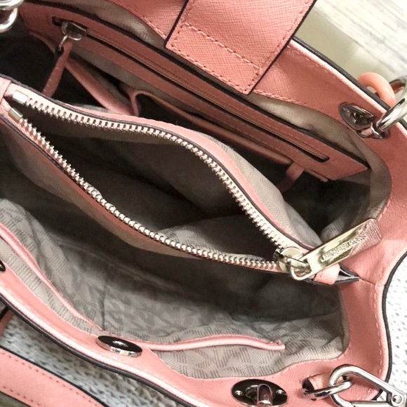 Michael Kors Saffiano Leather Cynthia Satchel - Picture 13 of 16